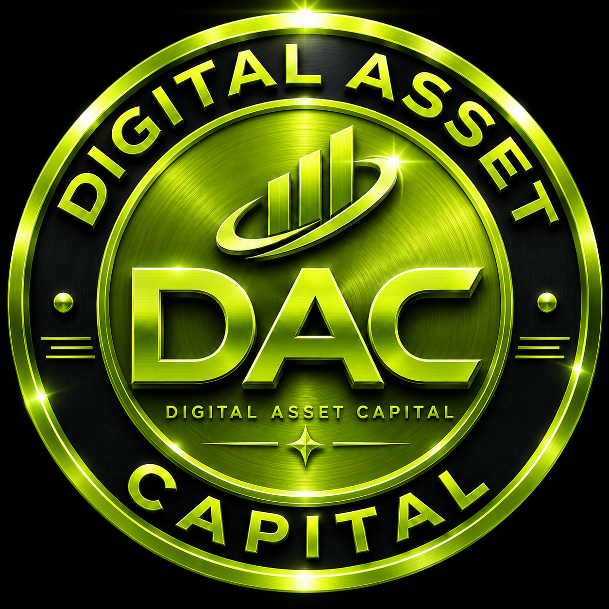 DAC metallic coin logo